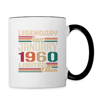 Geburtstagsgeschenk Geboren Im Januar 1960 - 1960 - Tasse zweifarbig - Weiß/Schwarz - Rechts