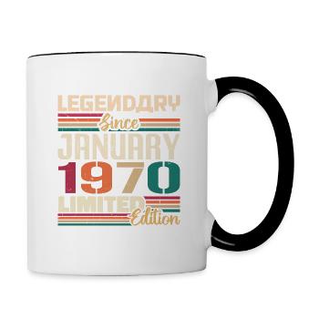 Cadeau d’anniversaire Né en Janvier 1970 - 1970 - Mug contrasté - blanc/noir - Droite