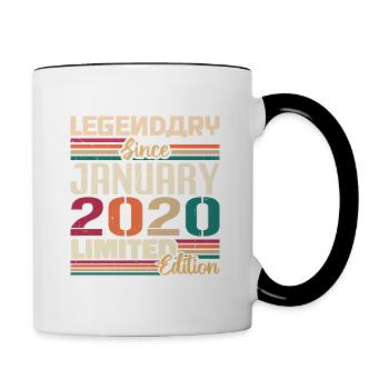 Cadeau d’anniversaire né en janvier 2020 - 2020 - Mug contrasté - blanc/noir - Droite