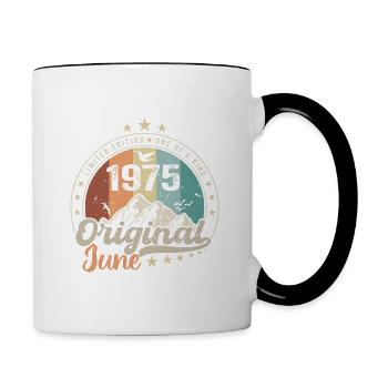Juni 1975 Retro Vintage Geburtstagsgeschenk 1975 - Tasse zweifarbig - Weiß/Schwarz - Rechts