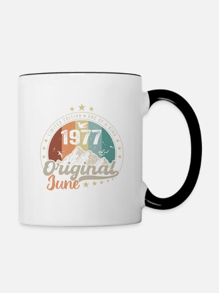 Juni 1977 Retro Vintage Geburtstagsgeschenk 1977 - Tasse zweifarbig - Weiß/Schwarz