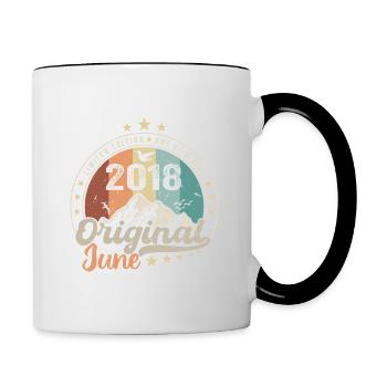 June 2018 Retro Vintage Birthday Gift 2018 - Contrasting Mug - white/black - Right