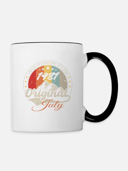 1981 Juli - Geburtstagsgeschenk 1981 Juli - Tasse zweifarbig - Weiß/Schwarz