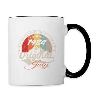 1984 Juli - Geburtstagsgeschenk 1984 Juli - Tasse zweifarbig - Weiß/Schwarz - Rechts