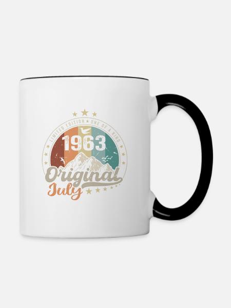 Juillet 1963 Anniversaire Idée Cadeau Juillet 1963 - Mug contrasté - blanc/noir