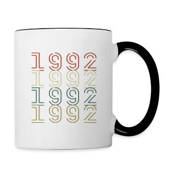 Original 1992 Jahrgang Vintage Geburtstag Retro - Tasse zweifarbig - Weiß/Schwarz - Rechts