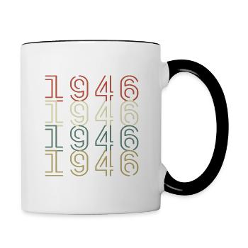 Original 1946 Jahrgang Vintage Geburtstag Retro - Tasse zweifarbig - Weiß/Schwarz - Rechts