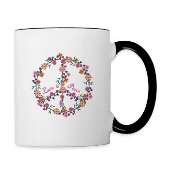 Peace and Love - Contrasting Mug - white/black - Right