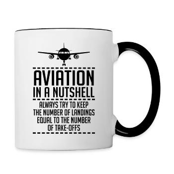 Aviation in a Nutshell - Tasse zweifarbig - Weiß/Schwarz - Rechts