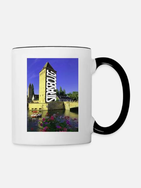 Straßburg Graph Überdachte Brücken - Tasse zweifarbig - Weiß/Schwarz