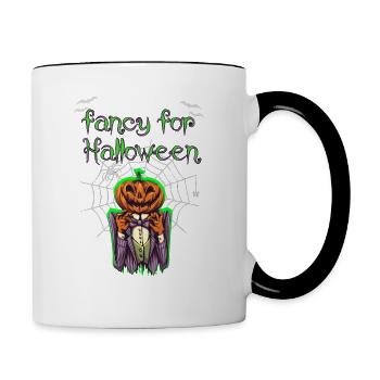 Drôle Halloween Pumpkin Gentleman T-shirt / Design - Mug contrasté - blanc/noir - Droite