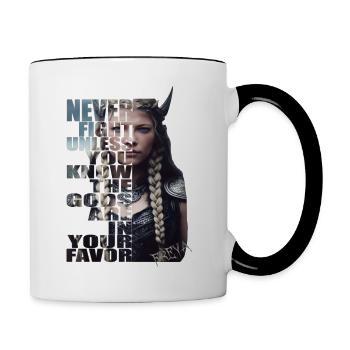 Schildmaid Wikinger Kriegerin Mittelalter Freya - Tasse zweifarbig - Weiß/Schwarz - Rechts