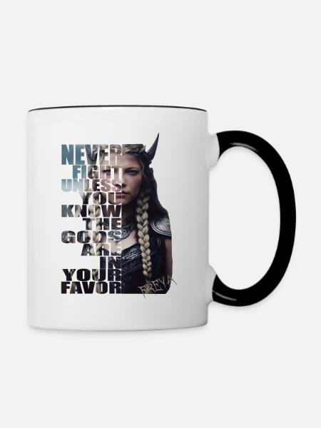 Schildmaid Wikinger Kriegerin Mittelalter Freya - Tasse zweifarbig - Weiß/Schwarz