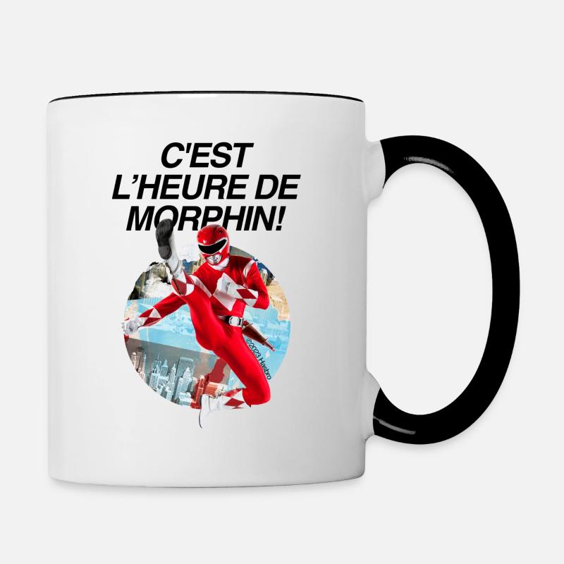 Power Rangers C'est L'heure De Morphin! - Contrasting Mug - white/black