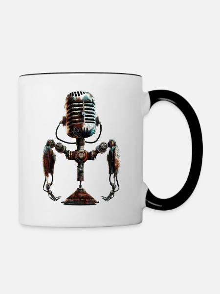 microphone old school - Tasse zweifarbig - Weiß/Schwarz