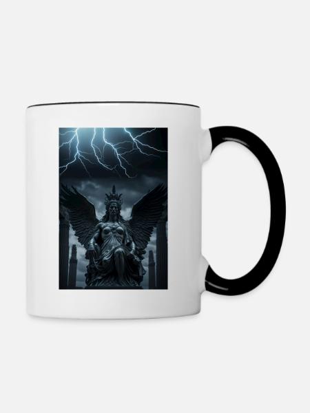 Gothic-Engel, für Fans von Gothic-Musik - Tasse zweifarbig - Weiß/Schwarz