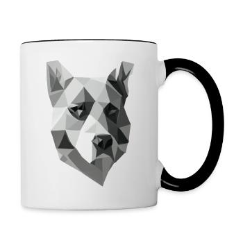 ORIGAMI HUND - Tasse zweifarbig - Weiß/Schwarz - Rechts