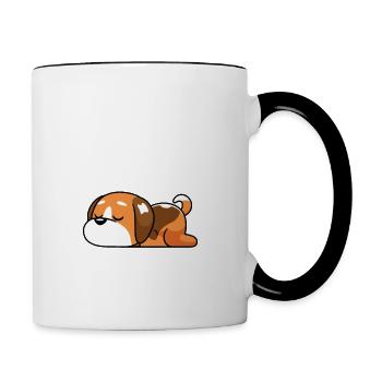 Sie glaubte, sie könne es, aber ihr Hund schlief - Tasse zweifarbig - Weiß/Schwarz - Rechts