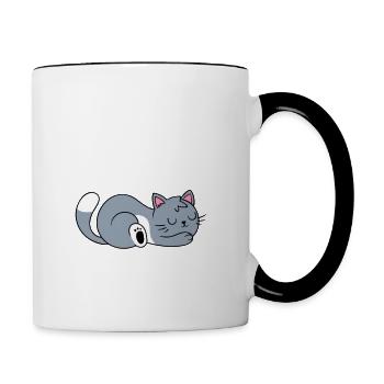 Sie glaubte, sie könne es, aber ihre Katze schlief - Tasse zweifarbig - Weiß/Schwarz - Rechts
