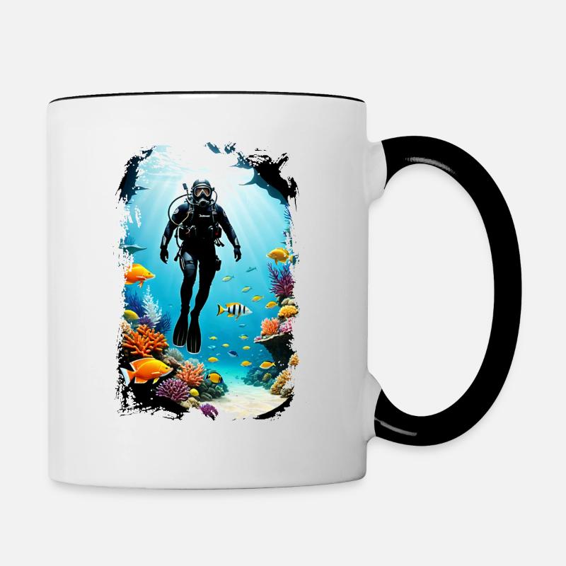 Tauchen - Tasse zweifarbig - Weiß/Schwarz