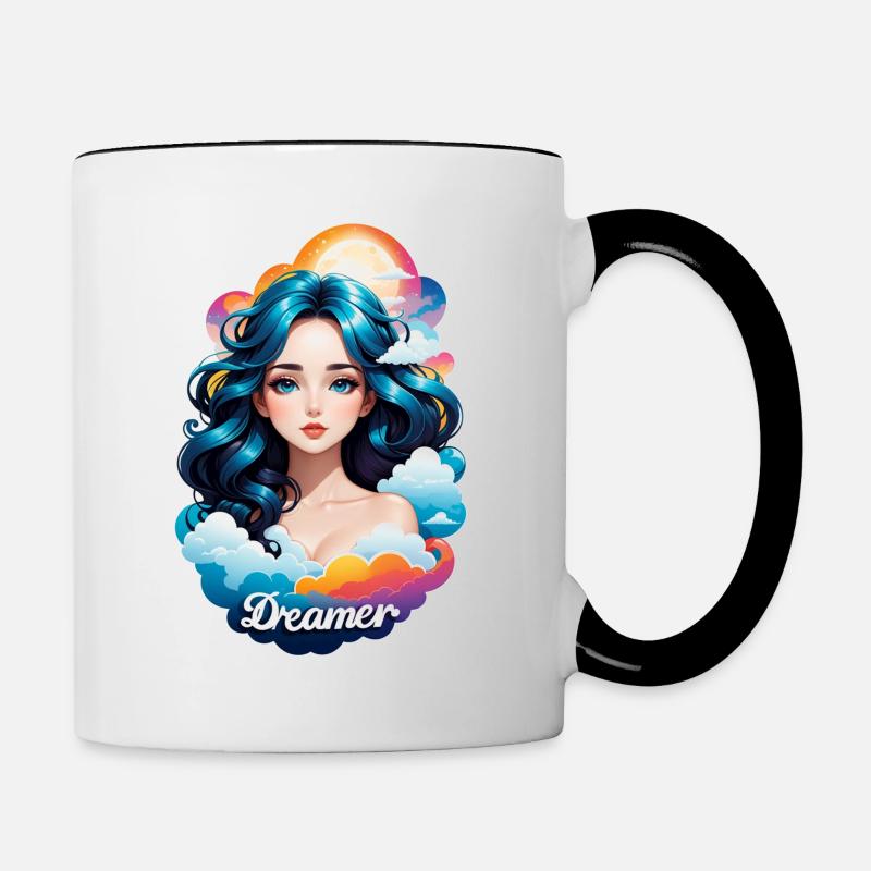 Träumer - Träumer - Träumer - Traum - Tagtraum - Tasse zweifarbig - Weiß/Schwarz