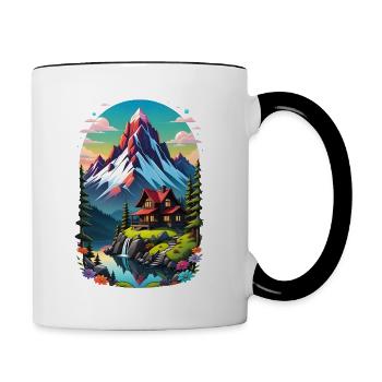 Berg Natur Wandern Klettern See - Tasse zweifarbig - Weiß/Schwarz - Rechts