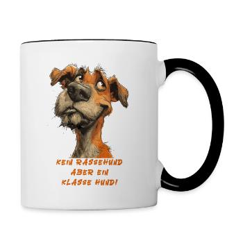 Chien de race mixte - Mug contrasté - blanc/noir - Droite