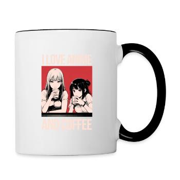 Ich liebe Anime und Kaffee - Manga Stil. - Tasse zweifarbig - Weiß/Schwarz - Rechts