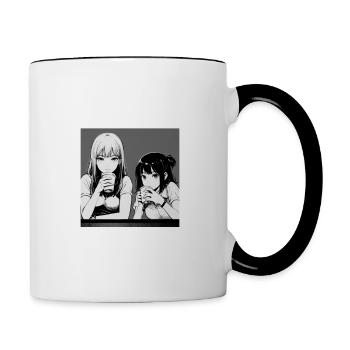 Ich liebe Anime und Kaffee - Manga Stil. - Tasse zweifarbig - Weiß/Schwarz - Rechts
