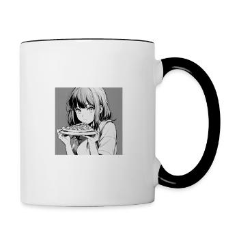 I Love Anime and Pizza - Manga Style - Contrasting Mug - white/black - Right