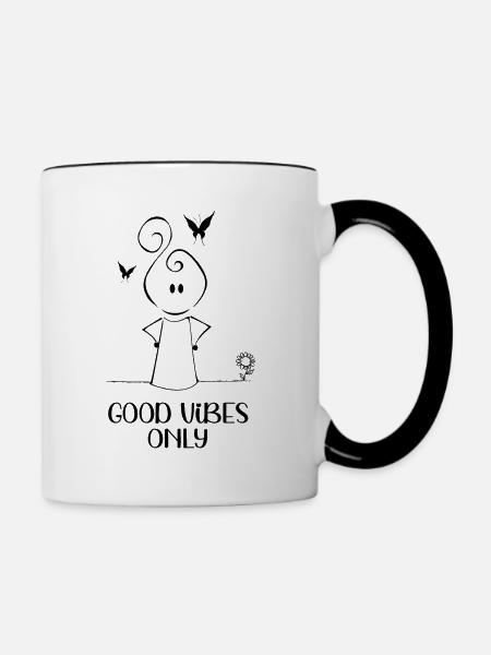 Good Vibrations Only - Tasse zweifarbig - Weiß/Schwarz