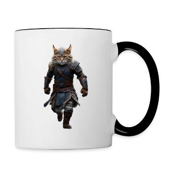 Viking cat - Contrasting Mug - white/black - Right