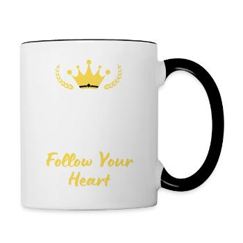 “Keep Calm and Follow Your Heart” - Motivant - Mug contrasté - blanc/noir - Droite