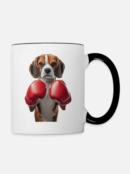 Beagle - Tasse zweifarbig - Weiß/Schwarz