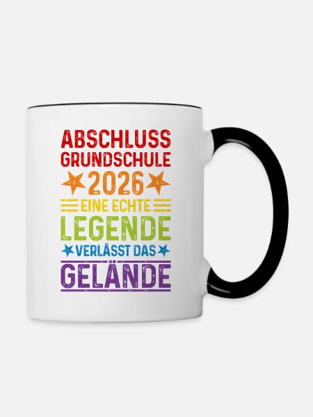 Grundschule Abschluss 2026 - Tasse zweifarbig - Weiß/Schwarz