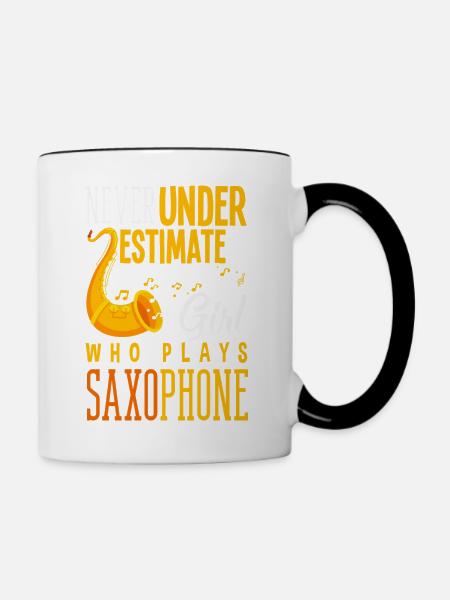 Saxofon - Tasse zweifarbig - Weiß/Schwarz