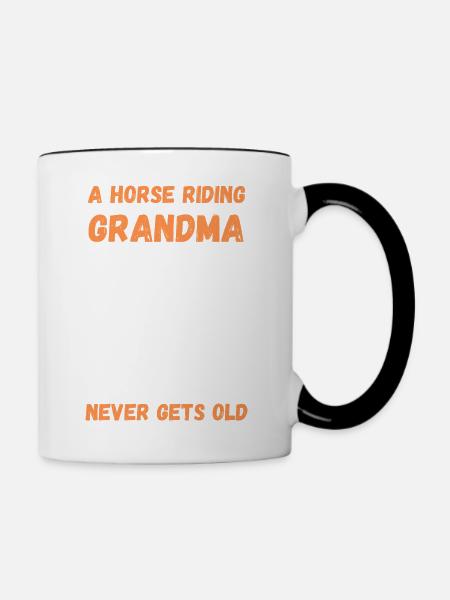 Eine reitende Großmutter - Tasse zweifarbig - Weiß/Schwarz