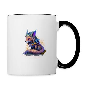 Animal fox fantasy and cute - Contrasting Mug - white/black - Right
