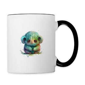 Animal monkey fantasy and cute - Contrasting Mug - white/black - Right