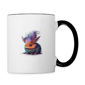 Tier Kaninchen fantasy und niedlich - Tasse zweifarbig - Weiß/Schwarz - Rechts