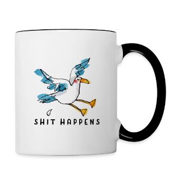 Shit Happens. Das nordige Shit-Shirt No1. - Tasse zweifarbig - Weiß/Schwarz - Rechts