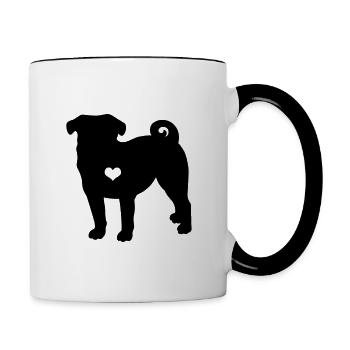 Pug Pug cadeau de propriétaire de chien battement de coeur - Mug contrasté - blanc/noir - Droite