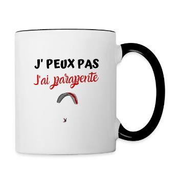 Je peux pas j'ai parapente humour - Mug contrasté - blanc/noir - Droite