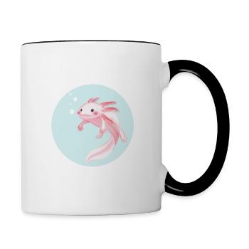 Süßer Axolotl im Meer - Tasse zweifarbig - Weiß/Schwarz - Rechts