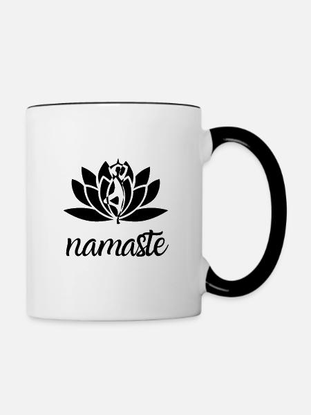 Namaste Yoga Lotusblume - Tasse zweifarbig - Weiß/Schwarz