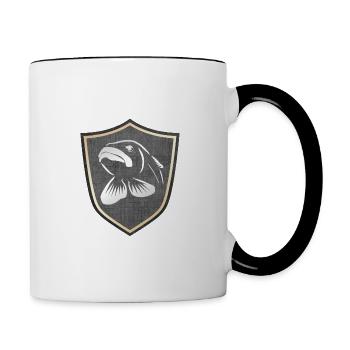Hecht - Hechtangeln Wappen - Tasse zweifarbig - Weiß/Schwarz - Rechts