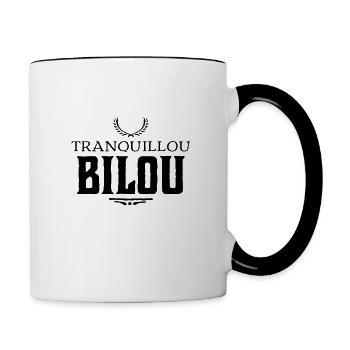 Tranquillou bilou birthday humor funny - Contrasting Mug - white/black - Right