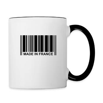 Made in france code barre - Mug contrasté - blanc/noir - Droite