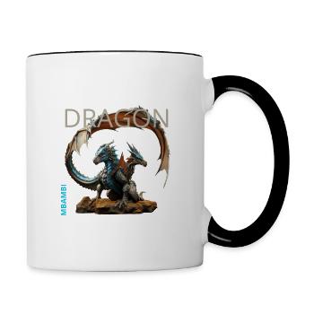 Farbenfroher MBAMBI-Drache - Tasse zweifarbig - Weiß/Schwarz - Rechts