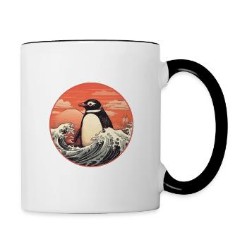 Penguin Ukiyo-e no1 - Contrasting Mug - white/black - Right